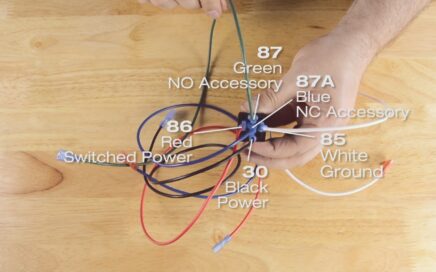 Image of a relay with labeled wires