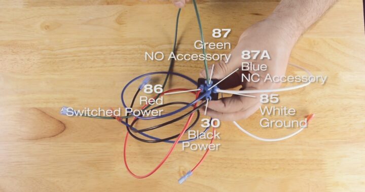 Image of a relay with labeled wires